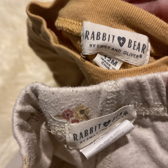 3/25 RABBIT+ BEAR by Emily and Oliver 3 piece set Wildflower shirt Pant Headband - Picture 7 of 7